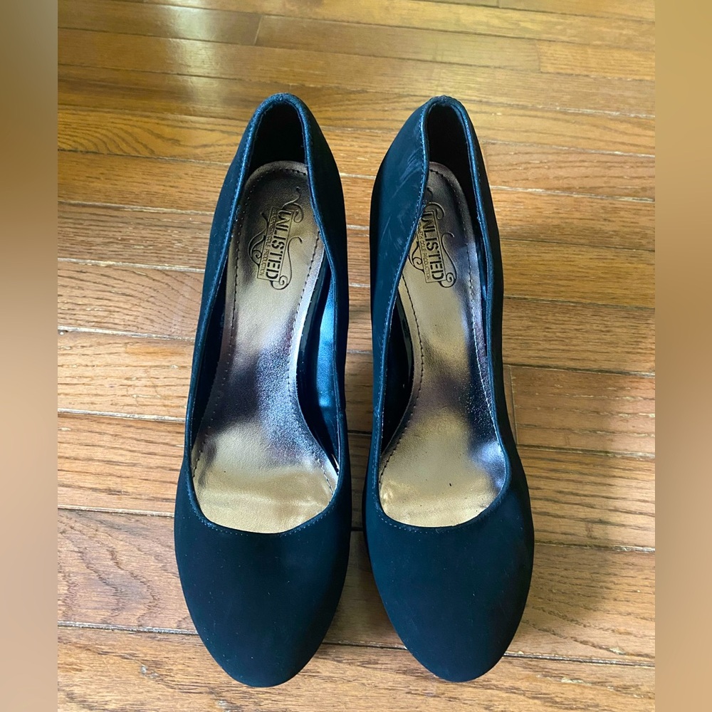 Unlisted Black Suede High Heels
 3”
